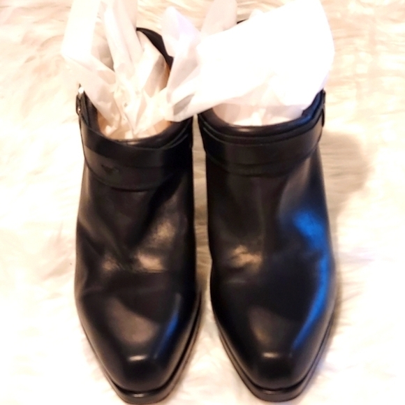 Frye Katie Heel Leather Cowgirl Western Black Ankle Booties boots sz 10M - Picture 3 of 14